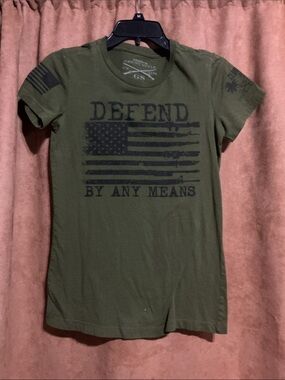 Grunt Style Olive Green "Defend By Any Means" Short Sleeve Tee